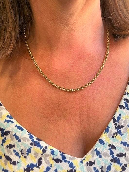 Collier chaîne maille Jaseron en or jaune 18 carats avec fermoir bouée.