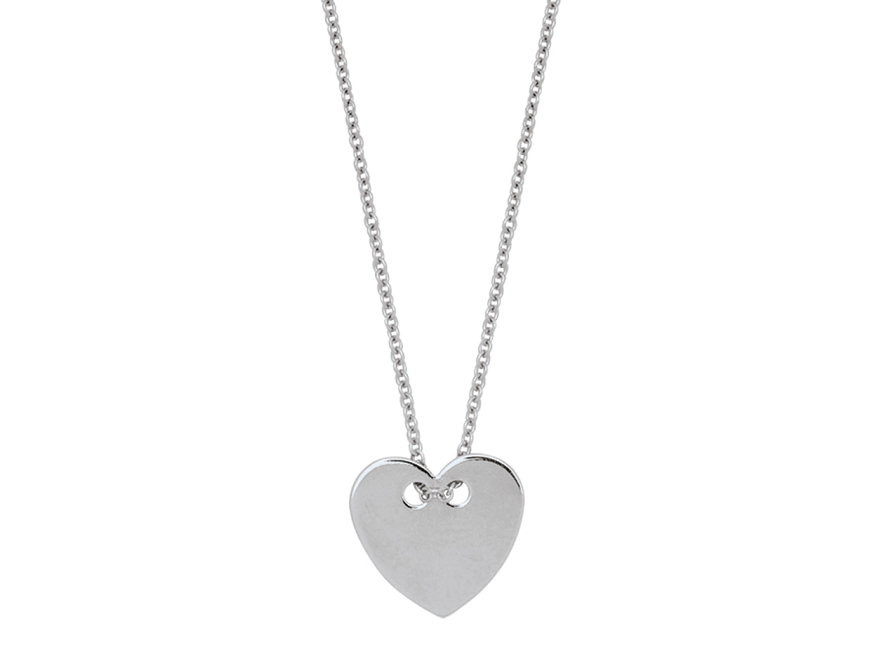 Collier avec pendentif cœur en or blanc 18 carats sur une chaîne fine.