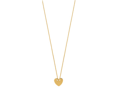 Collier avec pendentif cœur en or jaune 18 carats sur une chaîne fine.