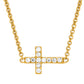 Collier ras-de-cou en or jaune 18 carats avec croix horizontale sertie de diamants naturels, maille forçat ajustable.