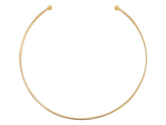 Collier torque ouvert devant de type jonc rigide en or jaune 18 carats de 2mm d'épaisseur.