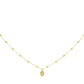 Collier religieux chaîne à boules en or jaune 18 carats avec petite pampille médaille de la Vierge Miraculeuse.