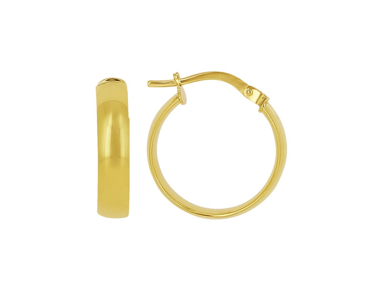 Paires de boucles d'oreilles créoles or épaisses et larges en or jaune 18 carats.