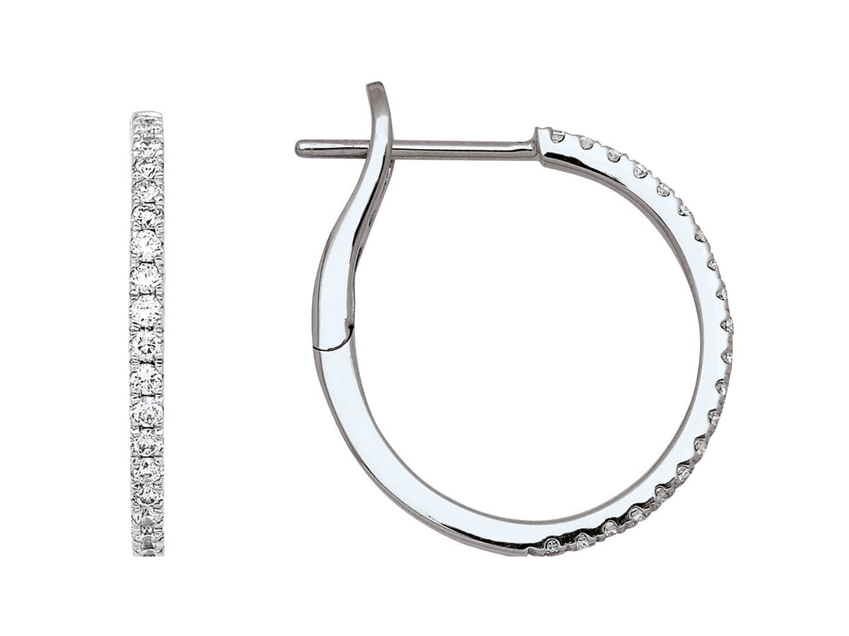 Paire de créoles diamants en or blanc 18 carats (or gris naturel) de 16mm de diamètre.