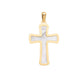 Pendentif croix en or 18 carats et nacre véritable de 22mm, bijou catholique.