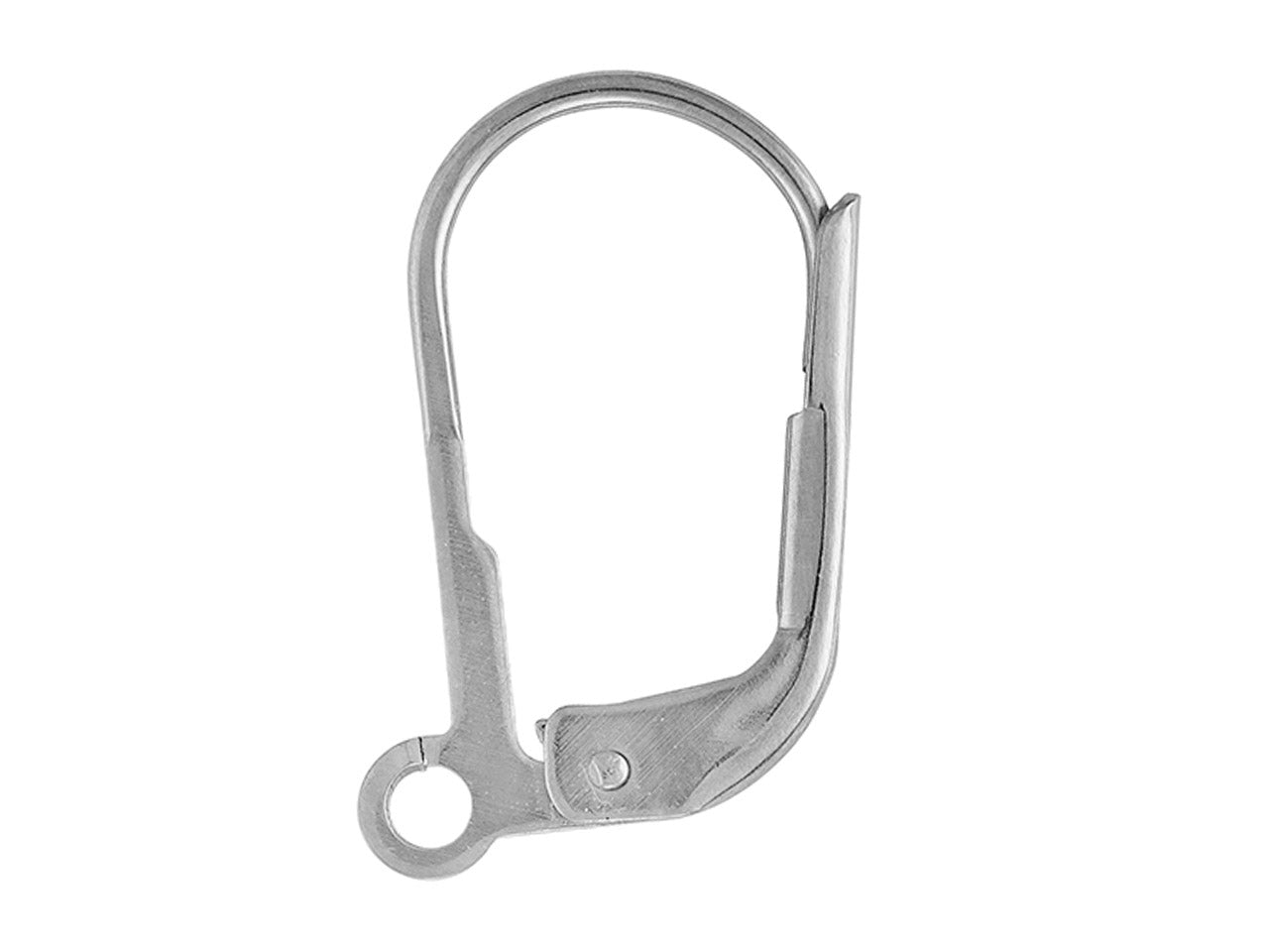 Paire de fermoirs dormeuses simples avec anneau en or blanc non rhodié 18 carats (or gris palladié), hauteur 13,5 mm.
