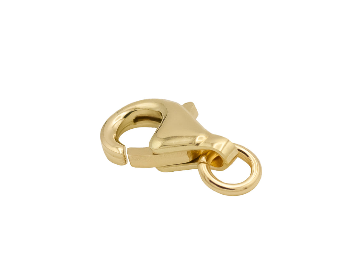 Fermoir mousqueton bombé en or jaune 9 carats (375/1000) pour la création et la réparation de bijoux.