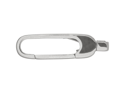 Fermoir rectangle en or blanc non rhodié 18k pour collier maille trombone.