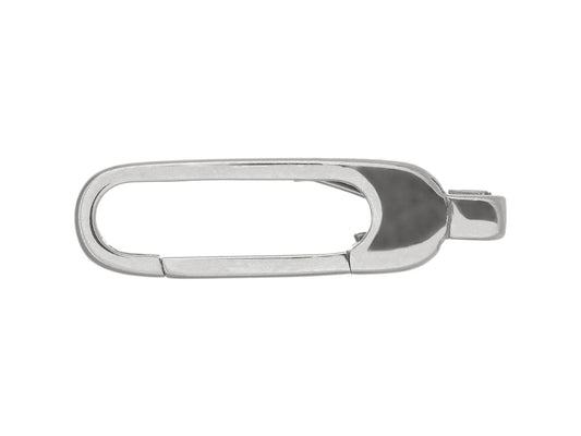 Fermoir rectangle en or blanc non rhodié 18k pour collier maille trombone.