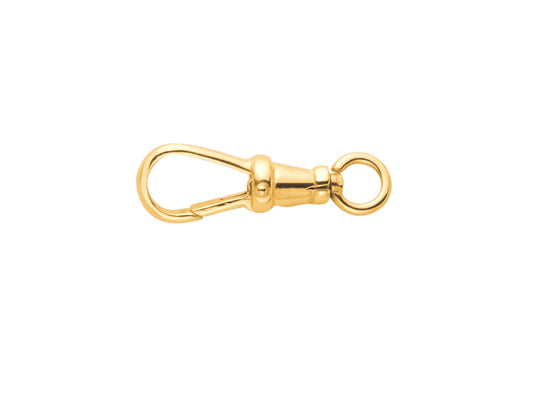 Fermoir mousqueton tournant en or jaune 9 carats massif, mécanisme pivotant anti-torsion pour bijoux, 23x8mm.