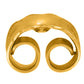 Fermoir poussette belge festonné en or jaune 9 carats (375/1000) pour boucles d'oreilles, vue de face.