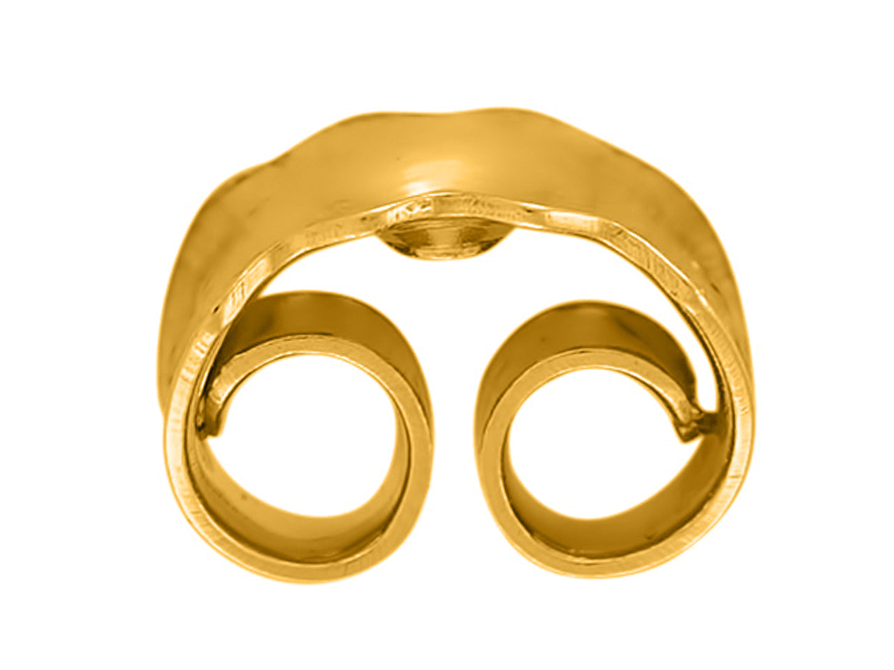 Fermoir poussette belge festonné en or jaune 9 carats (375/1000) pour boucles d'oreilles, vue de face.