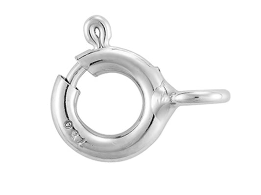 Fermoir anneau ressort en or blanc 18 carats rhodié pour réparation de collier et bracelet