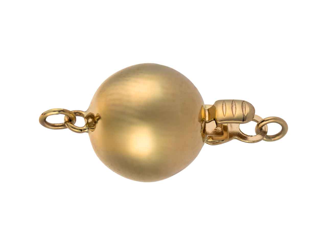 Fermoir boule or jaune 9k fermé ressemblant à une perle lisse, apprêt de bijouterie idéal pour collier ou bracelet.