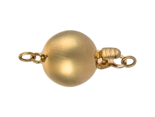 Fermoir boule or jaune 9k fermé ressemblant à une perle lisse, apprêt de bijouterie idéal pour collier ou bracelet.