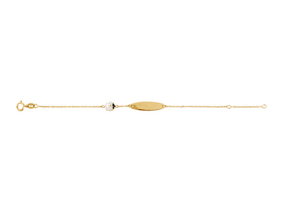 Gourmette bébé coccinelle blanche et or 18 carats, bracelet de naissance ajustable.