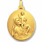 Médaille Saint Christophe or 18 carats, pendentif rond 18mm pour baptême ou voyageur, finition mate et bord perdu.