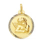 Médaille de baptême ronde en or jaune 18 carats représentant l'ange rêveur de Raphaël.