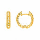 Mini créoles épaisses et striées en or jaune 18 carats massif de 12 mm de diamètre avec charnière.