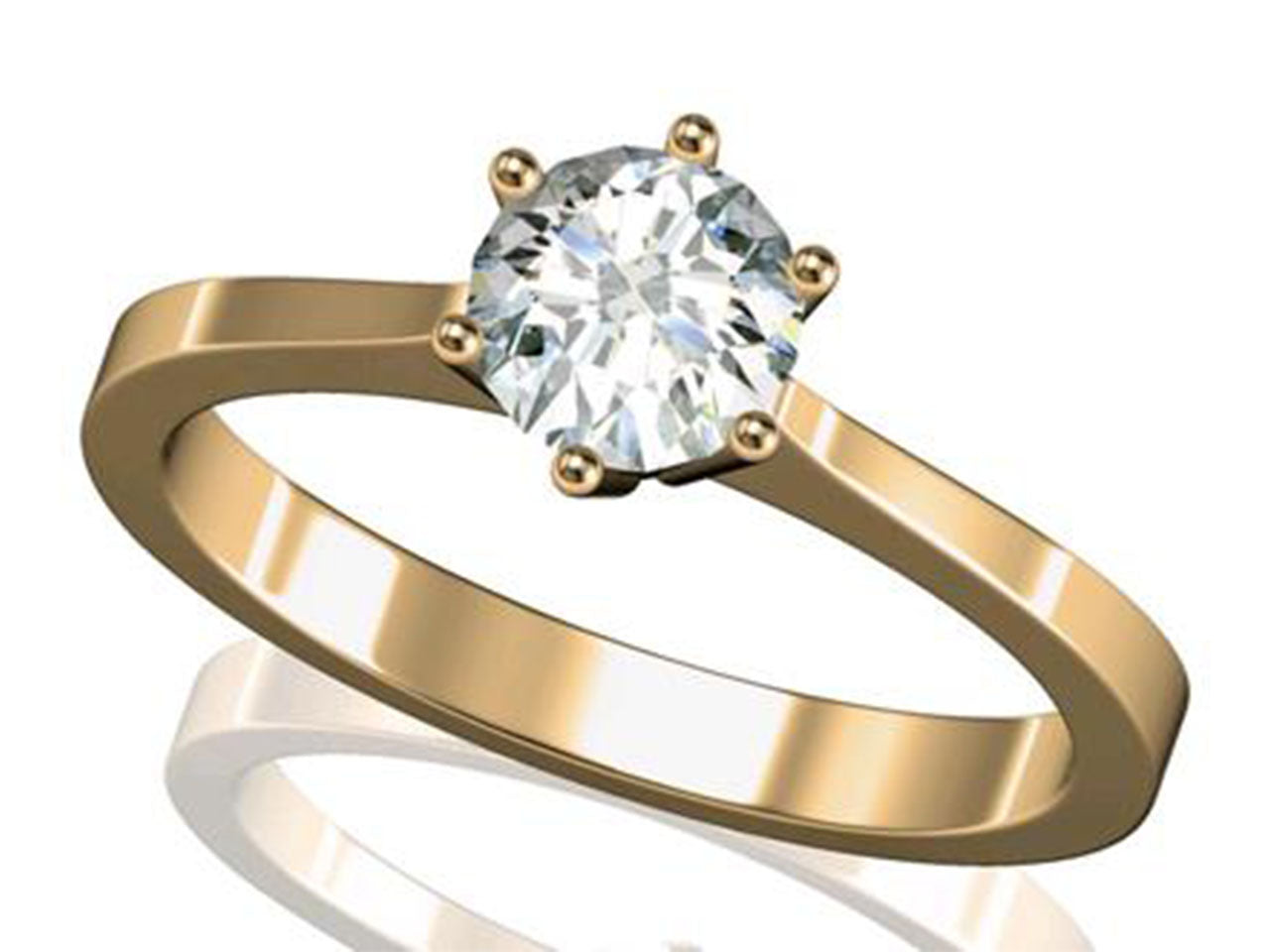 Monture bague solitaire Or jaune 18k 6 griffes pour création bague fiançailles sur mesure