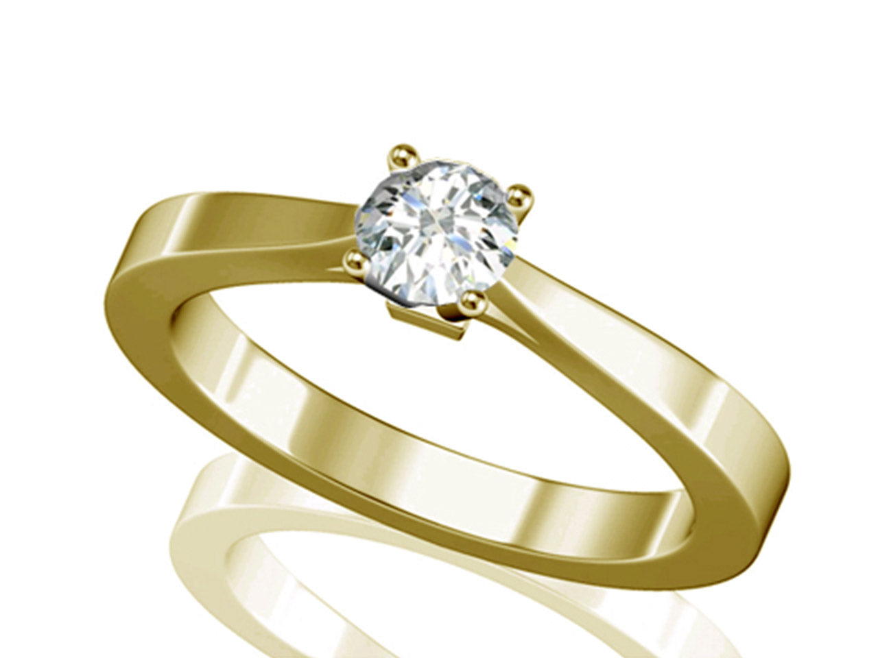 Monture bague solitaire Or jaune 18k 4 griffes pour diamant 1 carat