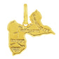 Pendentif carte de la Guadeloupe en or jaune 18 carats massif avec gravure Soufrière et Pointe-à-Pitre.