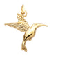 Pendentif oiseau colibri en relief estampé en or jaune 18 carats, dimensions 20x19 mm, bijou animalier pour homme et femme.