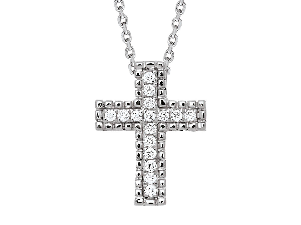 Pendentif petite croix diamant en or blanc 18 carats, idéal cadeau baptême ou femme