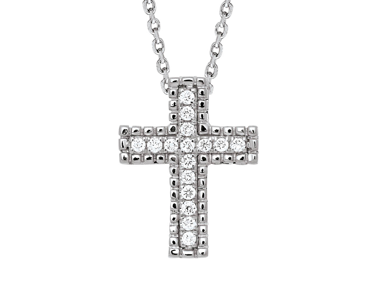 Pendentif petite croix diamant en or blanc 18 carats, idéal cadeau baptême ou femme