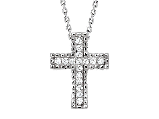 Pendentif petite croix diamant en or blanc 18 carats, idéal cadeau baptême ou femme