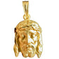 Pendentif tête de Christ en or jaune 18 carats, visage de Jésus mat avec couronne d'épines polie et brillante, bijou religieux 16x12mm.