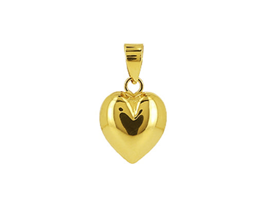 Pendentif cœur bombé en or jaune 18 carats avec sa bélière.