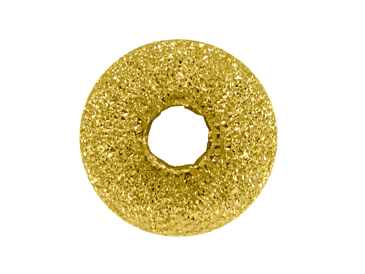 Perle d'or granitée à 2 trous en or jaune 18 carats pour la création de bracelets.