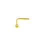 Piercing de nez en or jaune 18 carats avec motif boule de 2 mm et tige à angle en L, bijou de nez discret et brillant.