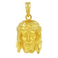 Pendentif tête de Christ en or jaune 18 carats, visage de Jésus mat avec couronne d'épines polie et brillante, bijou religieux 16x12mm.